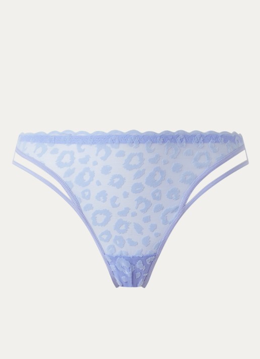 Chantelle Tanga van mesh met panterprint - voorkant lavendel