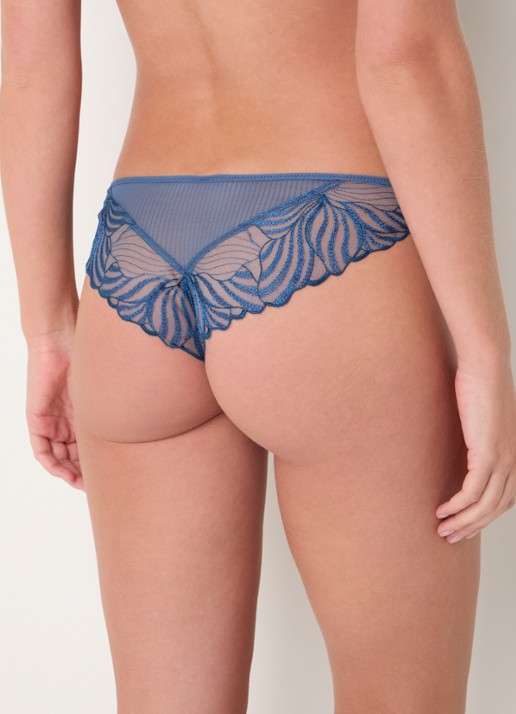 Chantelle Tanga van mesh - achterkant donkerblauw