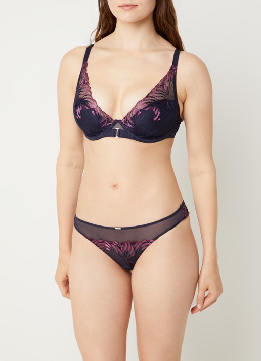 Chantelle Tanga van mesh - detail 3 donkerblauw