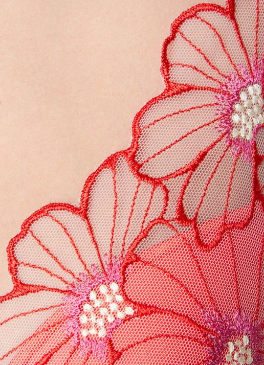Chantelle Voorgevormde beugel bh van mesh met bloemborduring  - detail 5 koraalrood