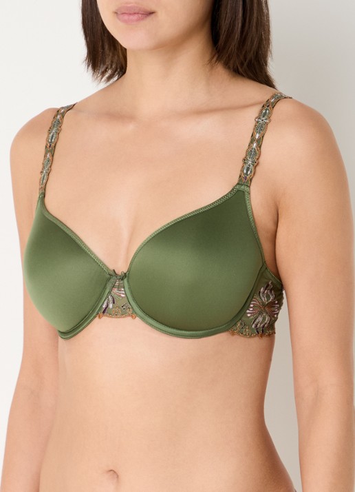 Chantelle Voorgevormde T-shirt bh met borduring - detail bronsgroen