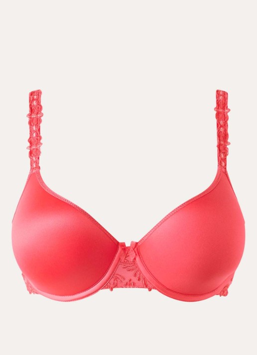 Chantelle Voorgevormde T-shirt bh met borduring - voorkant 2 koraalrood