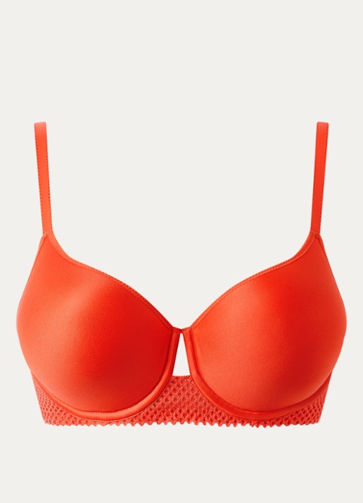 Chantelle Voorgevormde T-shirt bh met kant - voorkant 4 rood