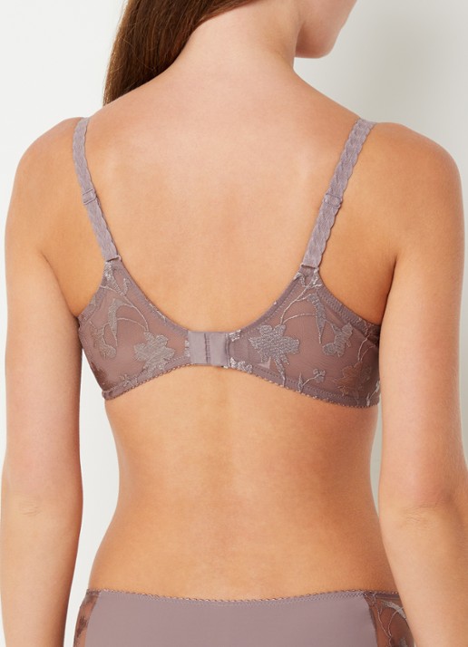 Chantelle Voorgevormde T-shirt bh met kant - achterkant 3 taupe