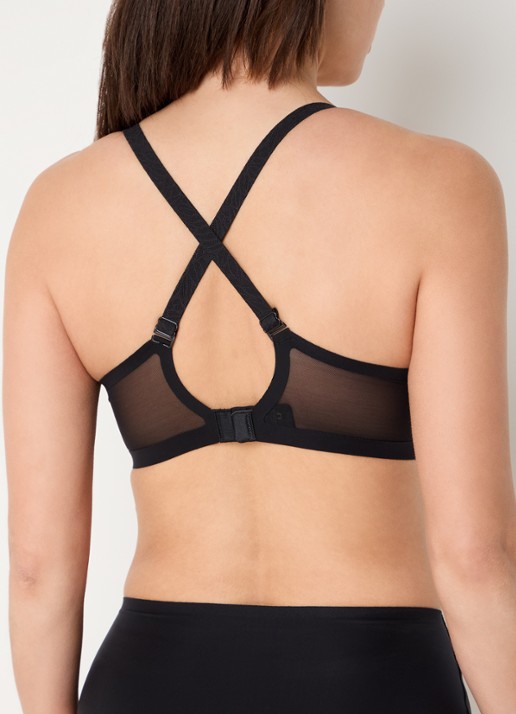 Chantelle Voorgevormde T-shirt bh met mesh - achterkant 4 zwart