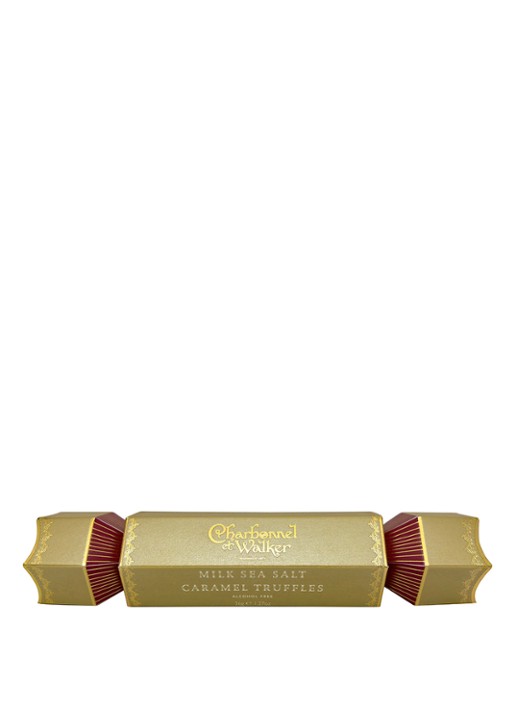 Charbonnel et Walker Cracker met melk salted caramel truffels 36 gram - voorkant 2 beige