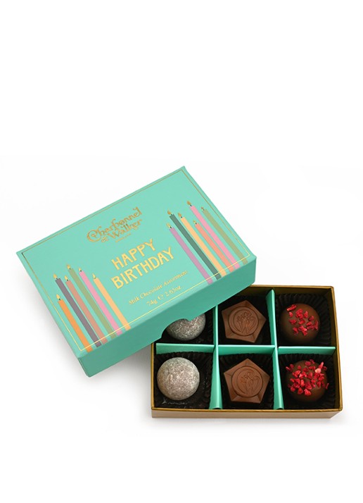 Charbonnel et Walker Happy Birthday chocolade truffels 6 stuks - voorkant 2 undefined