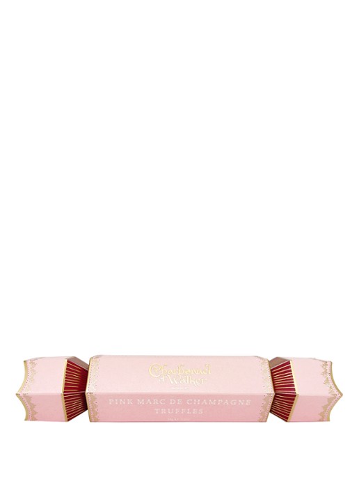 Charbonnel et Walker Pink Marc de Champagne cracker met truffels 34 gram - voorkant 2 beige
