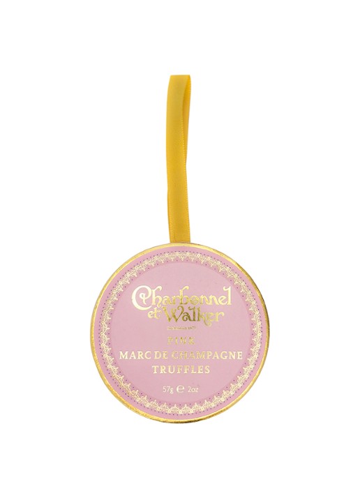 Charbonnel et Walker Pink Marc de Champagne truffels 57 gram 5 stuks - voorkant 2 beige