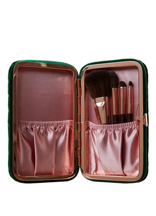 Charlotte Tilbury Hollywood Mini Brush Set - Limited Edition make-up kwastenset - voorkant donkergroen