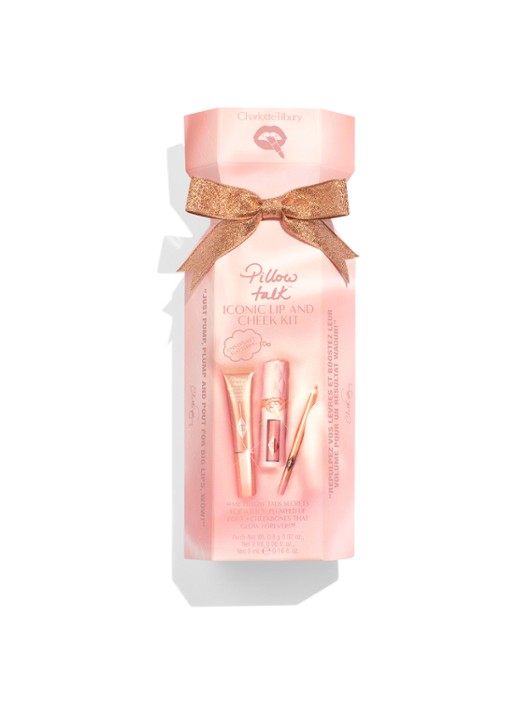 Charlotte Tilbury Pillow Talk Iconic Lip And Cheek Kit - travel size make-up set t.w.v. €60 - voorkant 2 roze