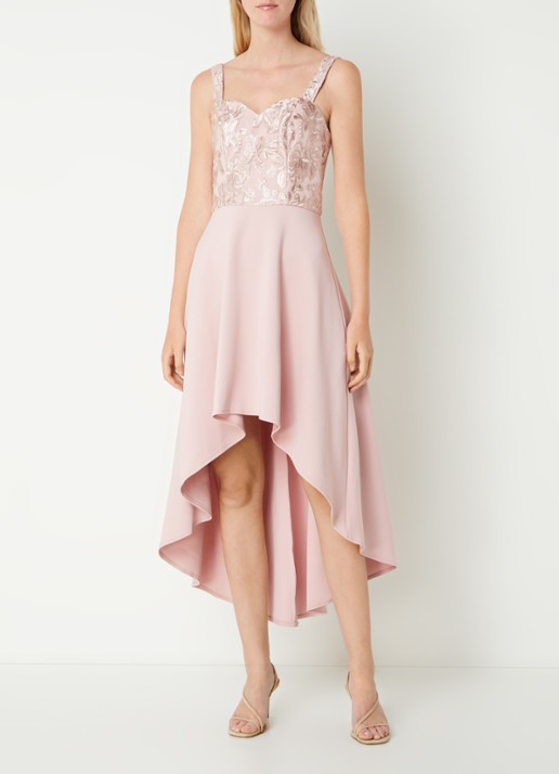 Chi Chi London Hem midi jurk met details van kant