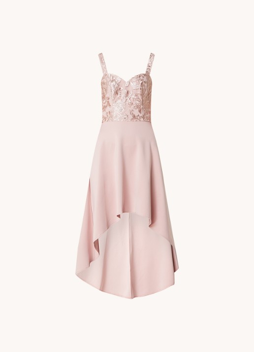 Chi Chi London Hem midi jurk met details van kant - voorkant 3 oudroze