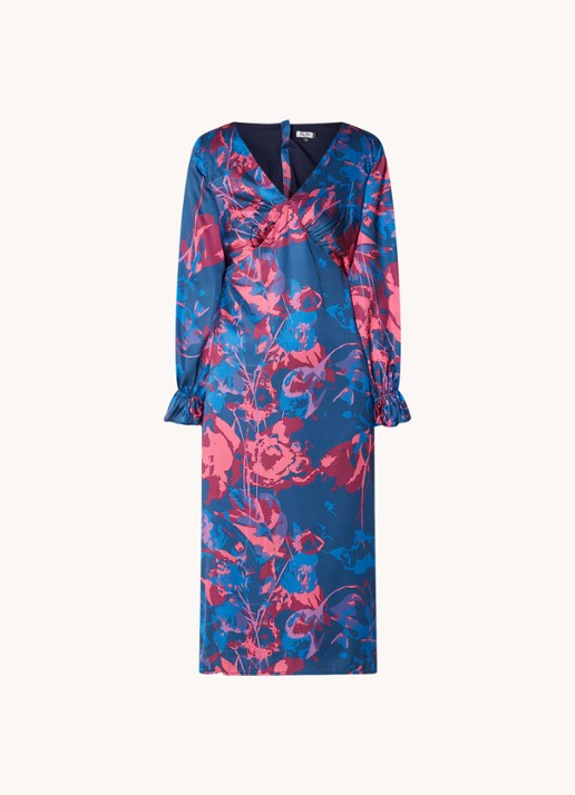 Chi Chi London Midi jurk met bloemenprint en split  - voorkant kobaltblauw