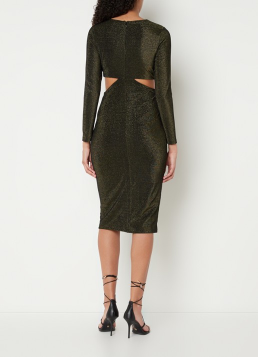 Chi Chi London  Midi jurk met cut-out en knoopdetail - achterkant zwart
