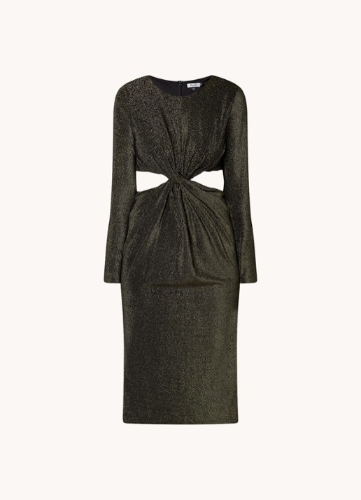 Chi Chi London  Midi jurk met cut-out en knoopdetail - voorkant 3 zwart