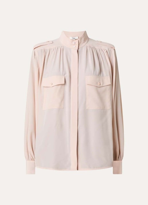 Chloé Blouse van zijde met borstzakken - voorkant 4 zalmroze