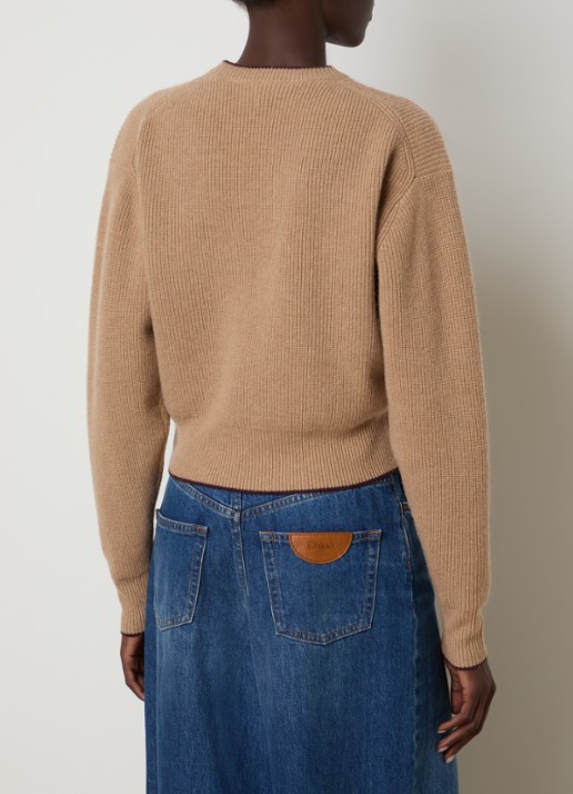 Chloé Blouse van zijde met details van kant - achterkant bruin