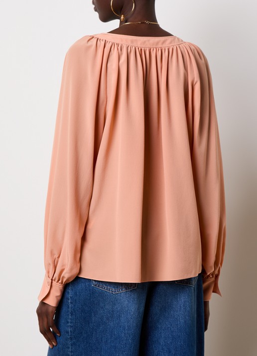 Chloé Blouse van zijde met ronde hals - achterkant 5 oudroze