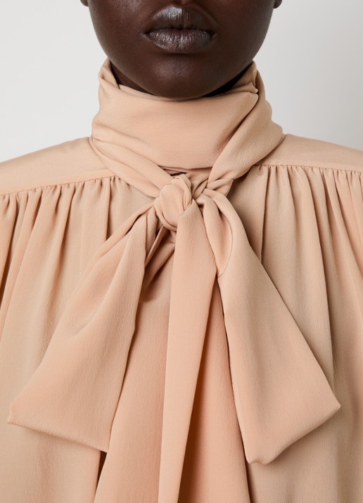 Chloé Blouse van zijde met sjaalkraag - detail 5 zalmroze