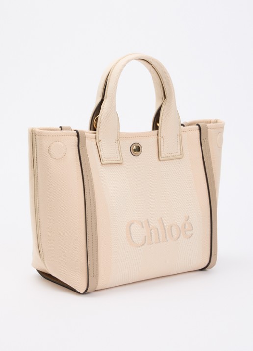 Chloé Carry schoudertas van canvas met afneembare schouderriem - achterkant 6 beige