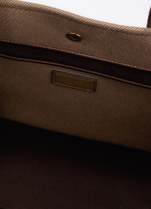 Chloé Carry shopper van canvas met kalfsleren details - detail 2 lichtbruin
