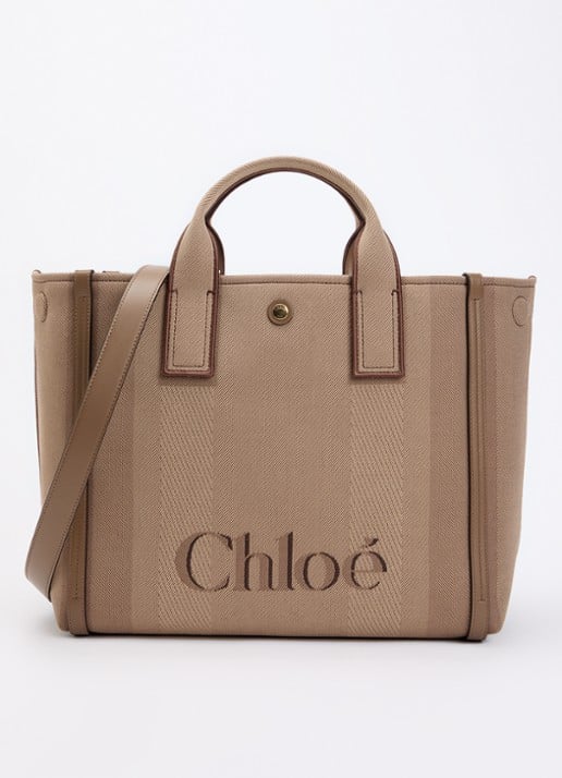 Chloé Carry shopper van canvas met kalfsleren details