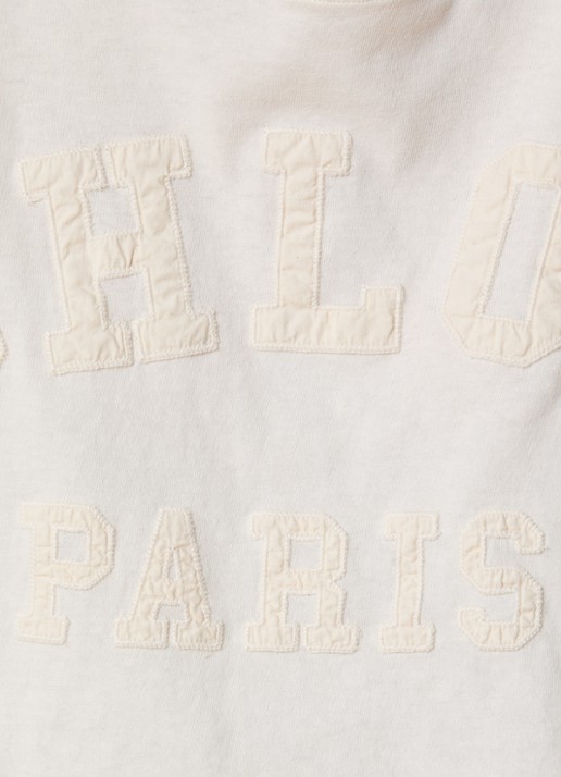 Chloé Cropped T-shirt met logoborduring - detail 2 gebroken wit