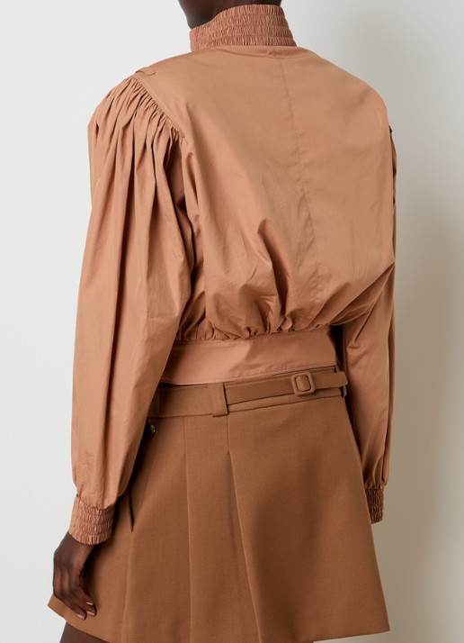 Chloé Cropped trenchcoat met pofmouw en ceintuur - achterkant 6 camel