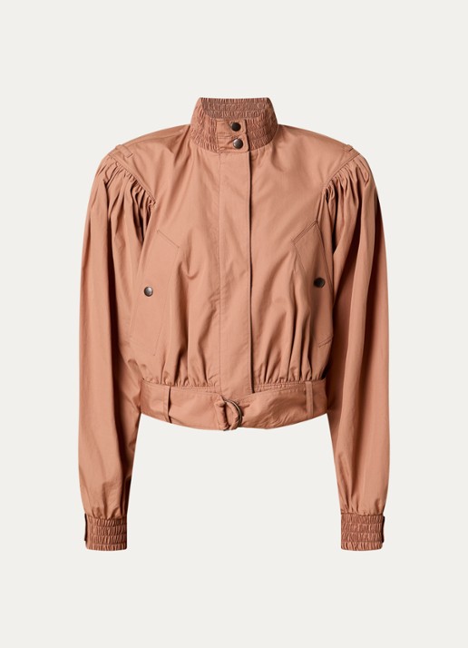 Chloé Cropped trenchcoat met pofmouw en ceintuur - voorkant 4 camel