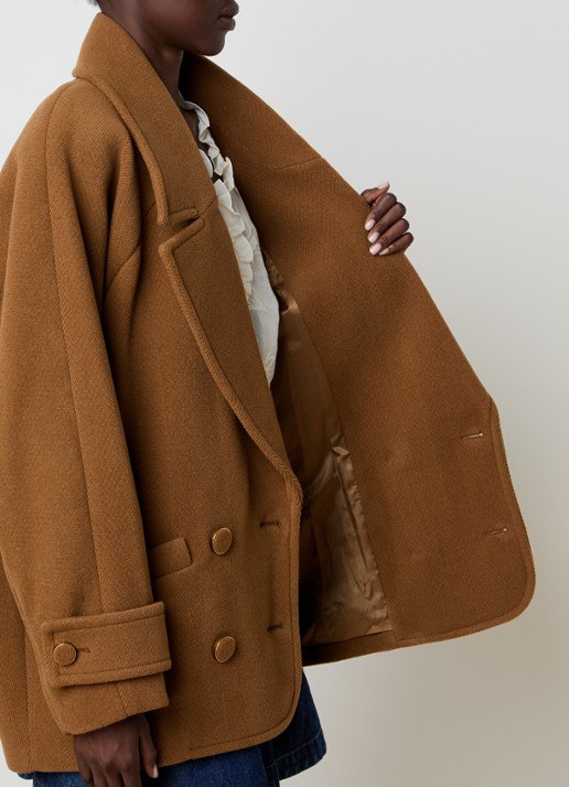 Chloé Double-breasted mantel van scheerwol met steekzakken - detail 2 camel