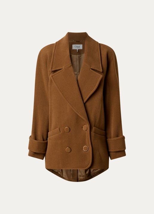 Chloé Double-breasted mantel van scheerwol met steekzakken - voorkant 4 camel