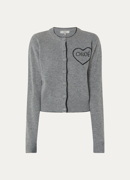 Chloé Fijngebreid vest in kasjmierblend met logoborduring