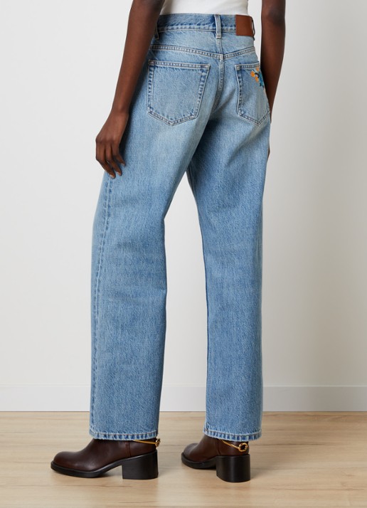Chloé High waist straight leg jeans met lichte wassing - achterkant 6 indigo
