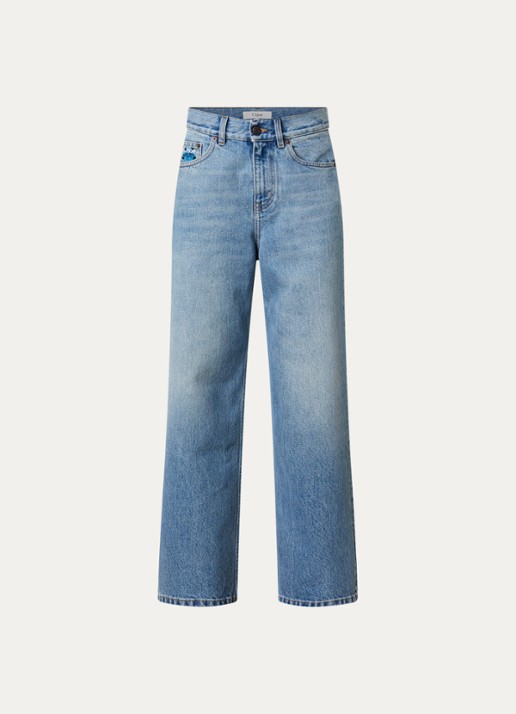 Chloé High waist straight leg jeans met lichte wassing - voorkant 4 indigo
