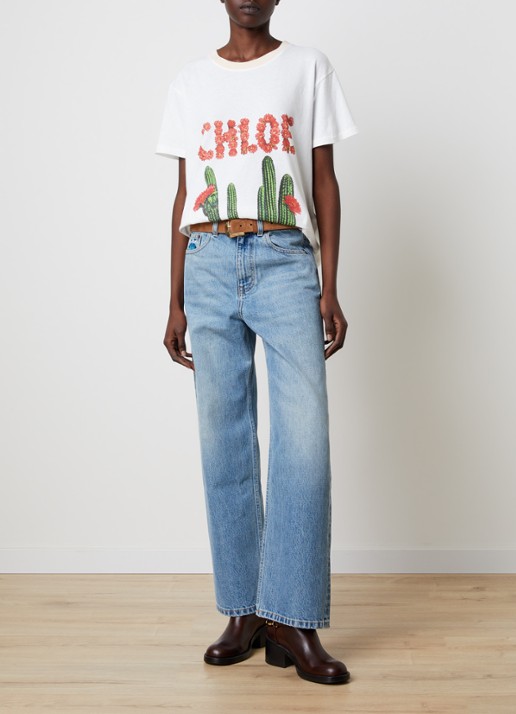 Chloé High waist straight leg jeans met lichte wassing - voorkant 5 indigo