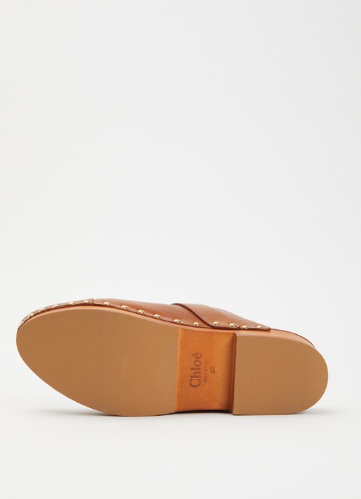 Chloé Jeannette muiltje van kalfsleer met gespdetail - detail 5 cognac