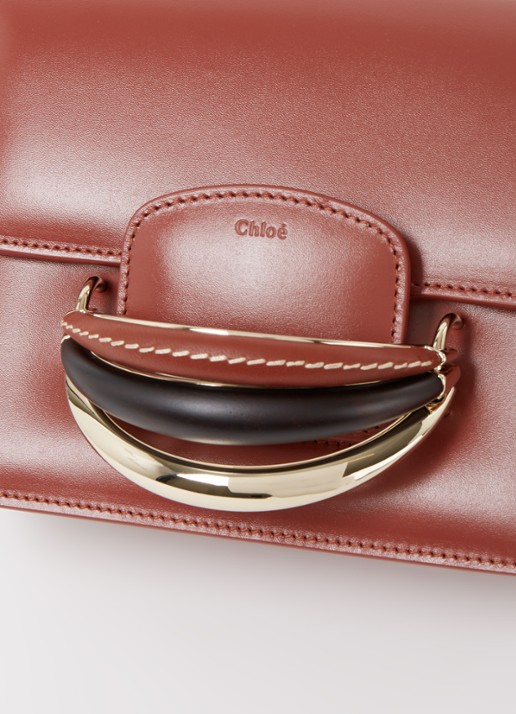 Chloé Kattie crossbodytas van kalfsleer  - detail 5 roodbruin