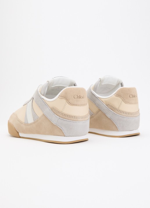 Chloé Kick sneaker van kalfsleer met details van suède - achterkant 6 beige