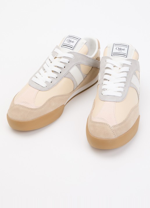 Chloé Kick sneaker van kalfsleer met details van suède - detail 2 beige