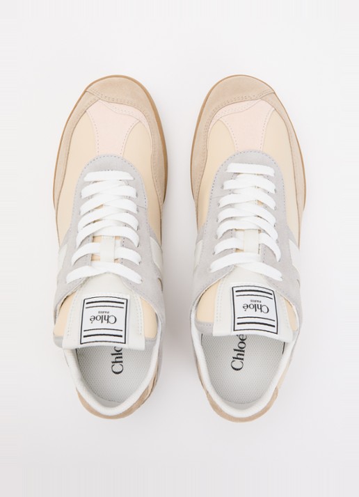 Chloé Kick sneaker van kalfsleer met details van suède - detail 3 beige