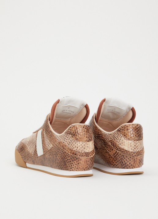 Chloé Kick sneaker van leer met slangenprint - achterkant 6 bruin