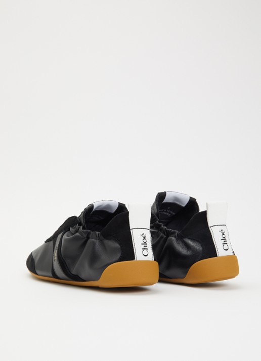 Chloé Kick sneaker van schapenleer met details van suède - achterkant 2 zwart
