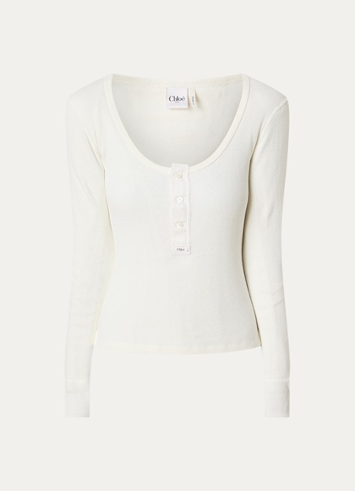 Chloé Longsleeve met ronde hals - voorkant 4 wit