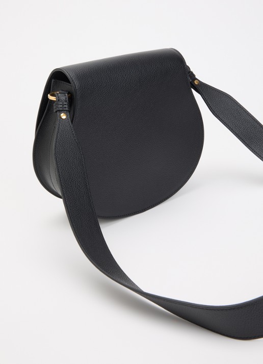 Chloé Marcie crossbodytas van kalfsleer met structuur - achterkant zwart