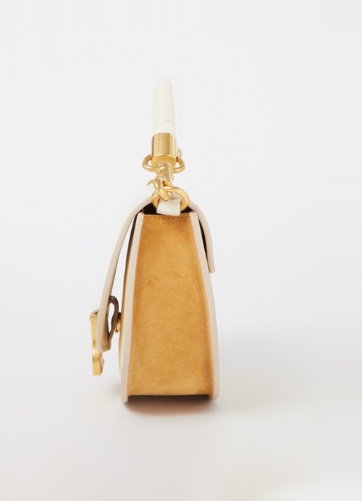 Chloé Marcie crossbodytas van kalfsleer met suède details - detail 2 gebroken wit
