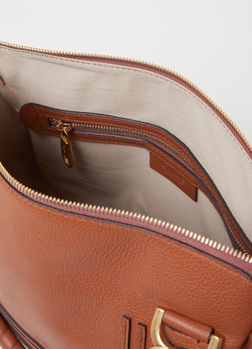 Chloé Marcie handtas van kalfsleer - detail cognac