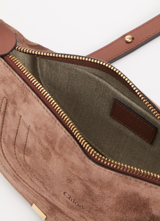 Chloé Marcie mini schoudertas van suède - detail bruin