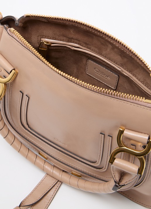 Chloé Marcie Small handtas van kalfsleer - detail 5 donkerbeige