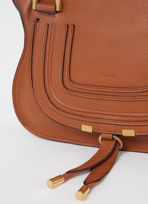 Chloé Marcie Small handtas van kalfsleer - detail 6 cognac